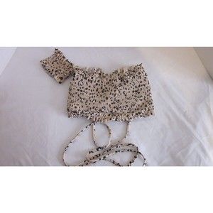 Xhilaration Women's Sz S Crop Top Leopard Print Corset Lace up Back Built-In Bra